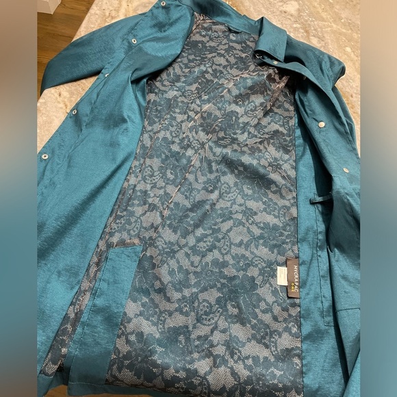 MYCRA PAC Rain Coat Short Length Peacock Teal Color Lace Lining - Picture 4 of 15